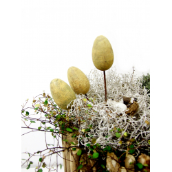 Jajo drewniane dekoracja na metalu 6cm Żółte